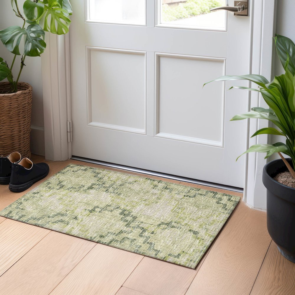 Premium Machine Washable Mayfield  Green 1'8" x 2'6" Rug. Picture 5