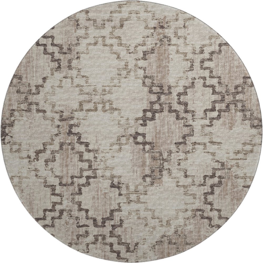 Premium Machine Washable Mayfield  Mocha 8' x 8' Round Rug. Picture 1