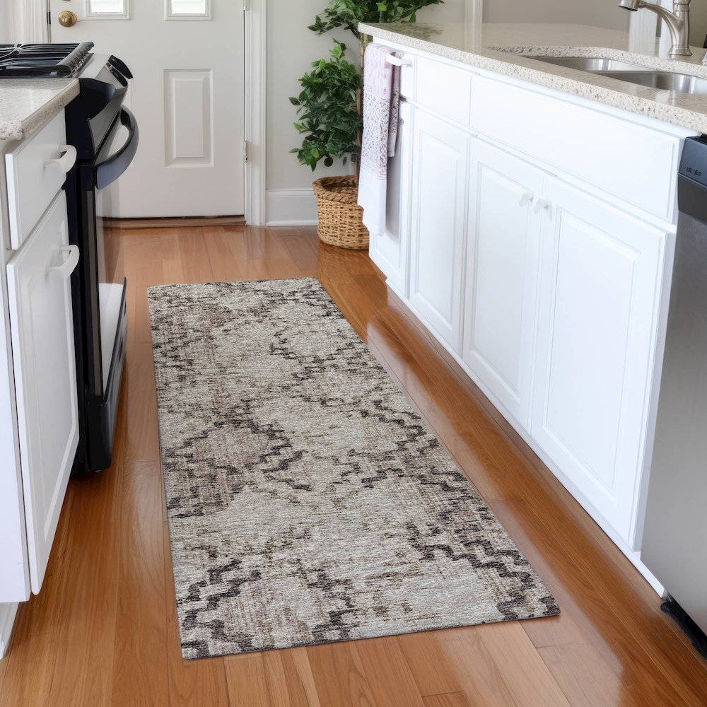 Premium Machine Washable Mayfield  Mocha 2'3" x 7'6" Runner Rug. Picture 5