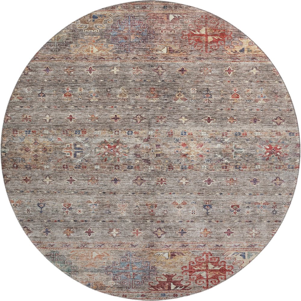 Premium Machine Washable Mayfield AMF1220 Gray 8' x 8' Round Rug. Picture 1
