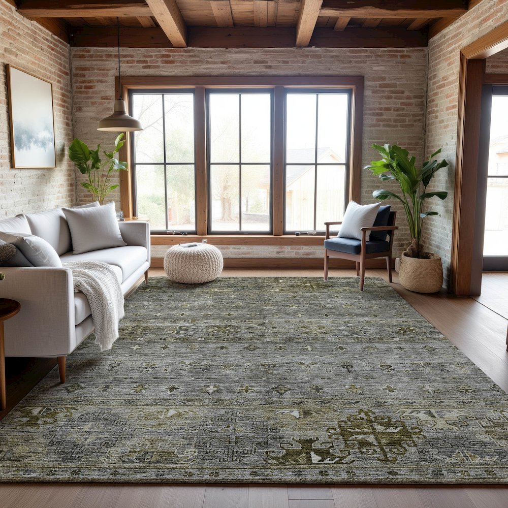 Premium Machine Washable Mayfield AMF1220 Pewter 2'6" x 3'10" Rug. Picture 5