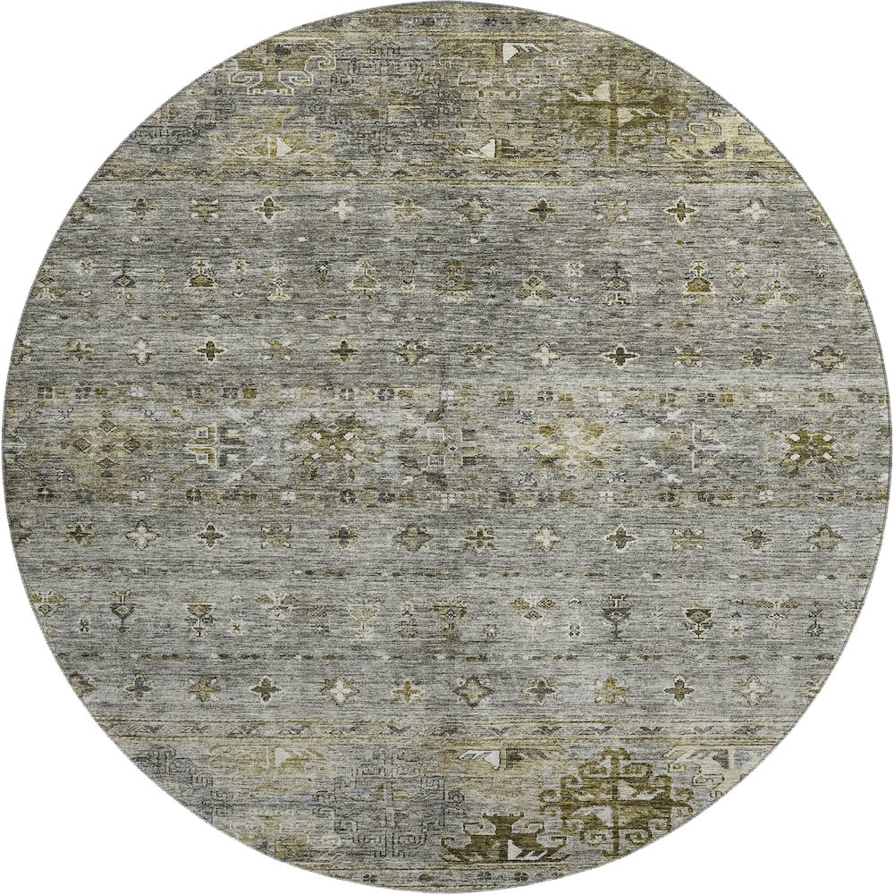 Premium Machine Washable Mayfield AMF1220 Pewter 8' x 8' Round Rug. Picture 1