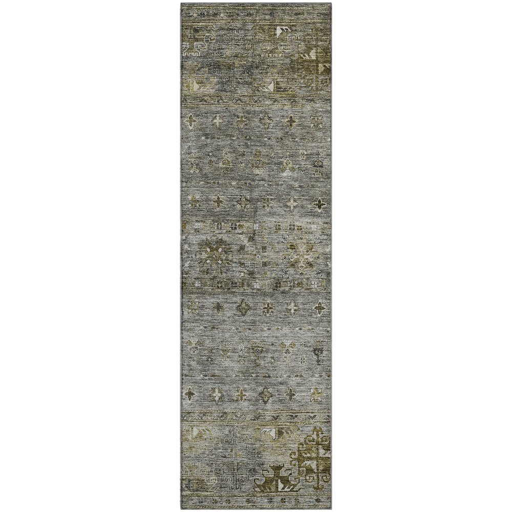 Premium Machine Washable Mayfield AMF1220 Pewter 2'3" x 7'6" Runner Rug. Picture 1