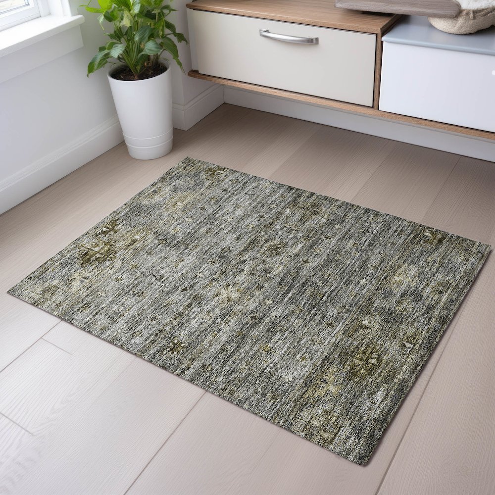 Premium Machine Washable Mayfield AMF1220 Pewter 1'8" x 2'6" Rug. Picture 5