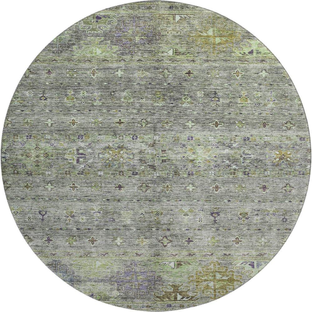 Premium Machine Washable Mayfield AMF1220 Sage 8' x 8' Round Rug. Picture 1
