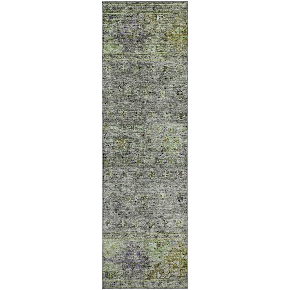 Premium Machine Washable Mayfield AMF1220 Sage 2'3" x 7'6" Runner Rug. Picture 1