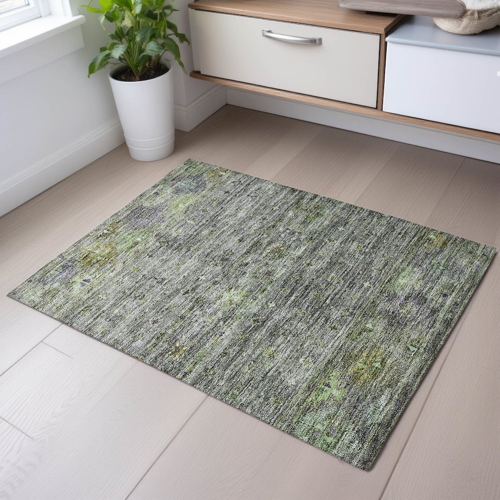 Premium Machine Washable Mayfield AMF1220 Sage 1'8" x 2'6" Rug. Picture 5