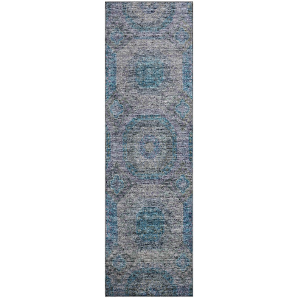 Premium Machine Washable Mayfield AMF1221 Blue 2'3" x 7'6" Runner Rug. Picture 1