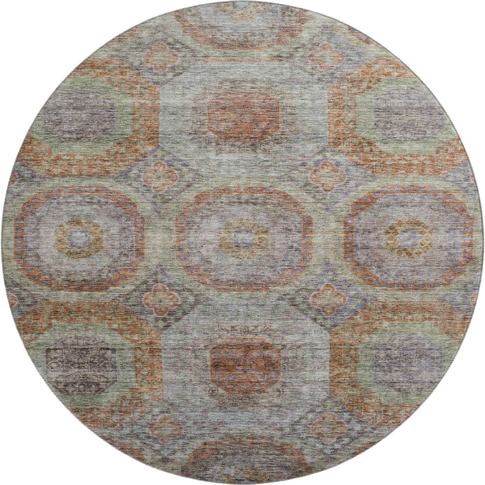 Premium Machine Washable Mayfield AMF1221 Paprika 8' x 8' Round Rug. Picture 1