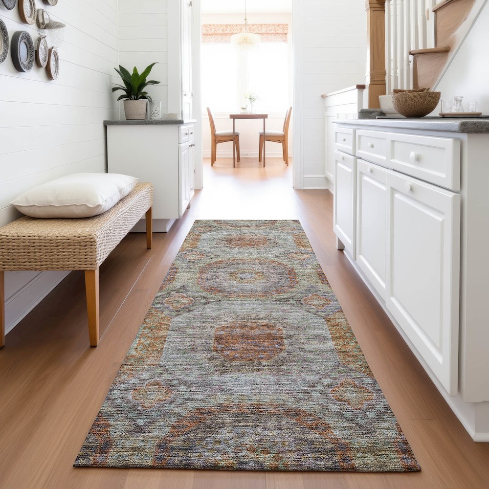 Premium Machine Washable Mayfield AMF1221 Paprika 2'3" x 7'6" Runner Rug. Picture 5