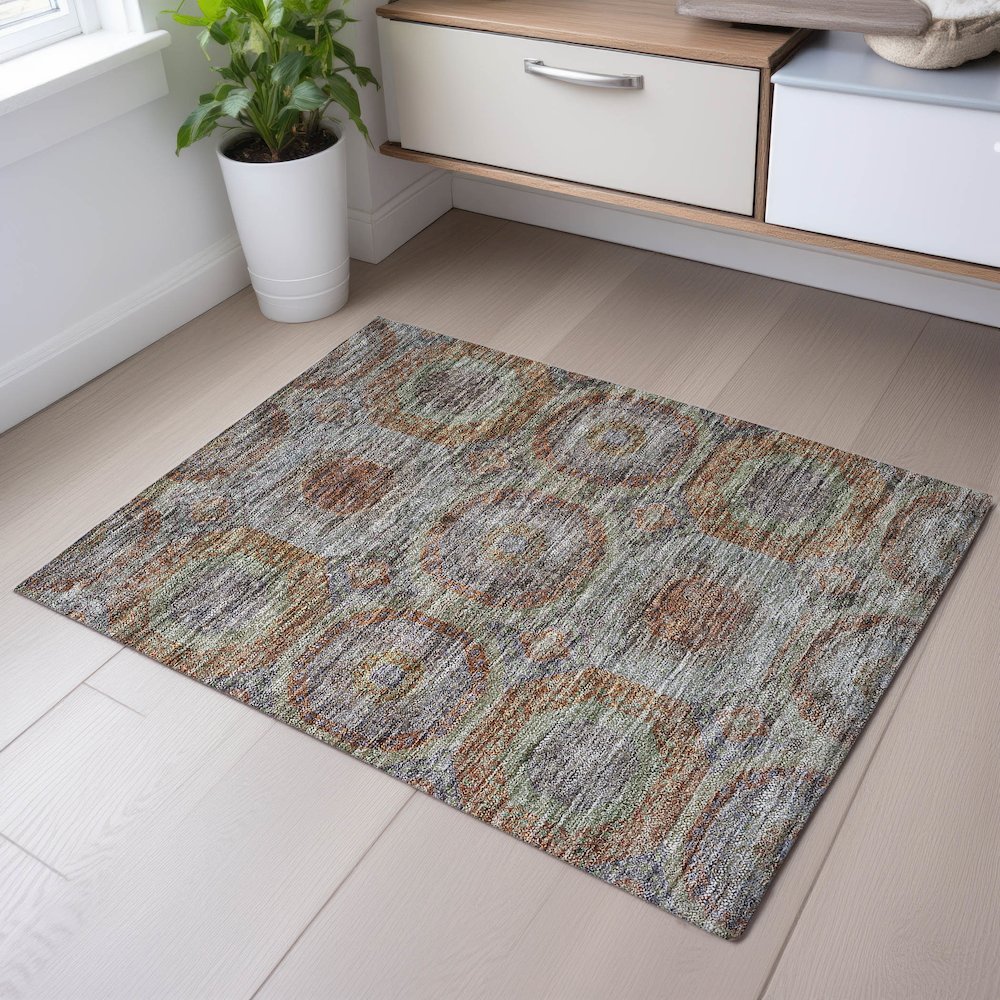 Premium Machine Washable Mayfield AMF1221 Paprika 1'8" x 2'6" Rug. Picture 5