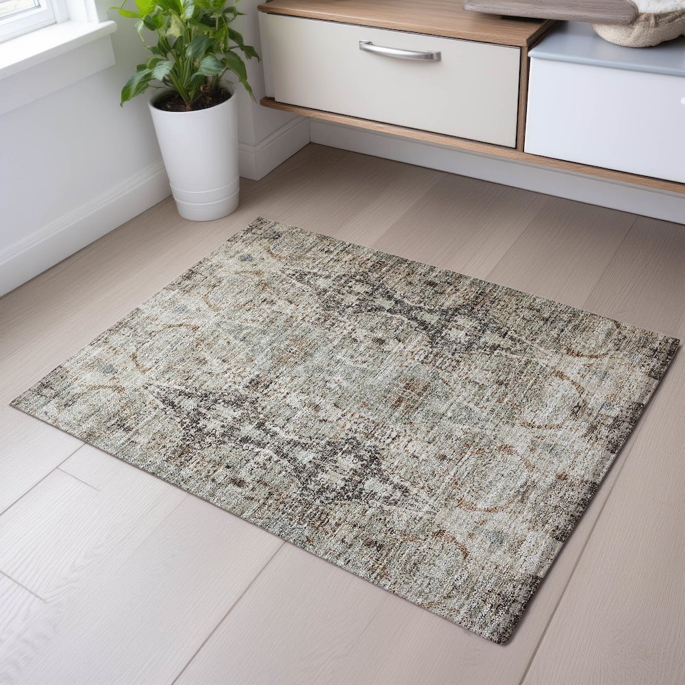 Premium Machine Washable Mayfield AMF1222 Linen 1'8" x 2'6" Rug. Picture 5