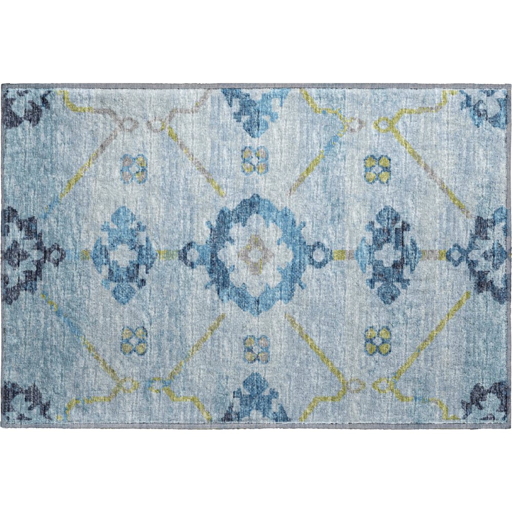 Premium Machine Washable Mayfield  Blue 1'8" x 2'6" Rug. Picture 1