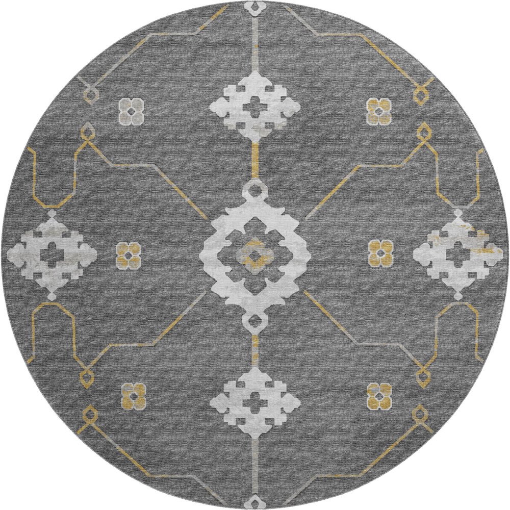 Premium Machine Washable Mayfield  Gray 8' x 8' Round Rug. Picture 1
