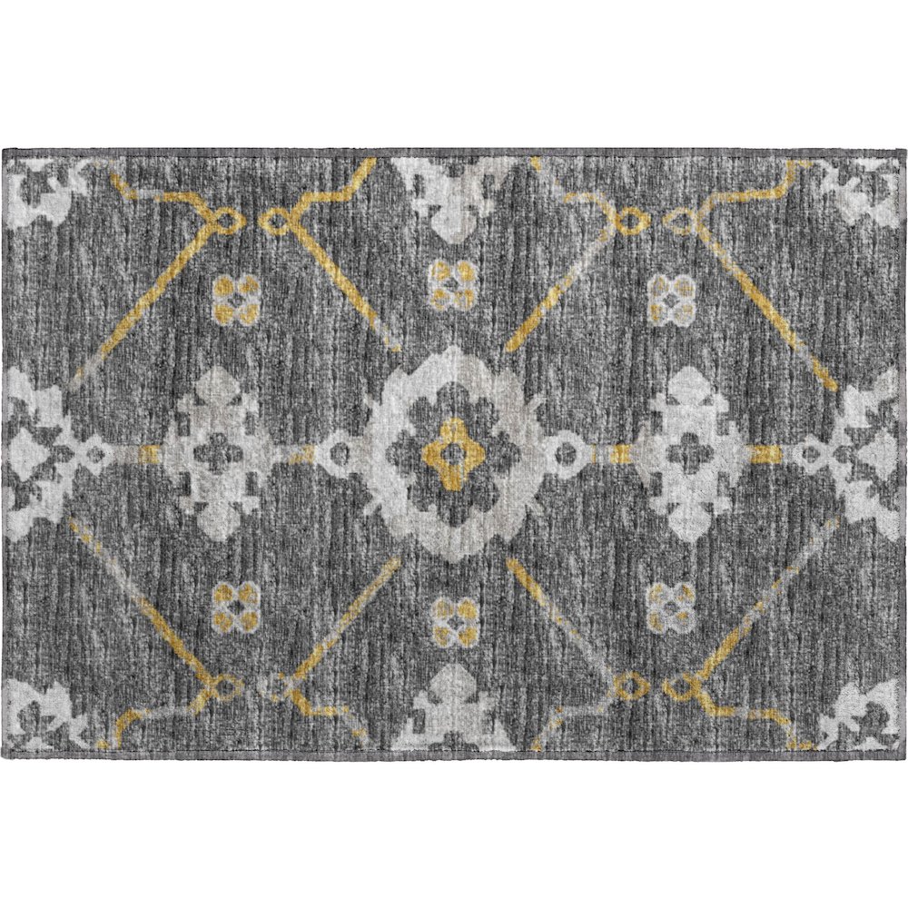 Premium Machine Washable Mayfield  Gray 1'8" x 2'6" Rug. Picture 1