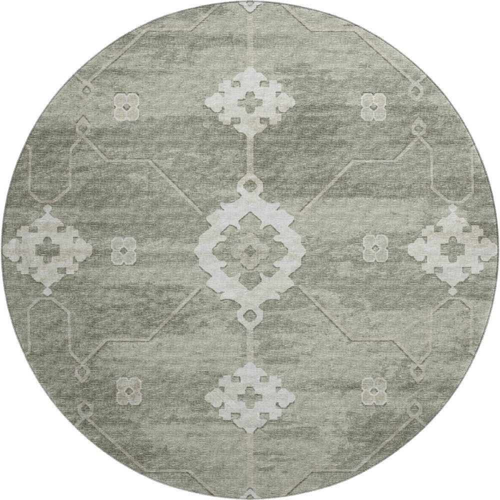 Premium Machine Washable Mayfield  Olive 8' x 8' Round Rug. Picture 1