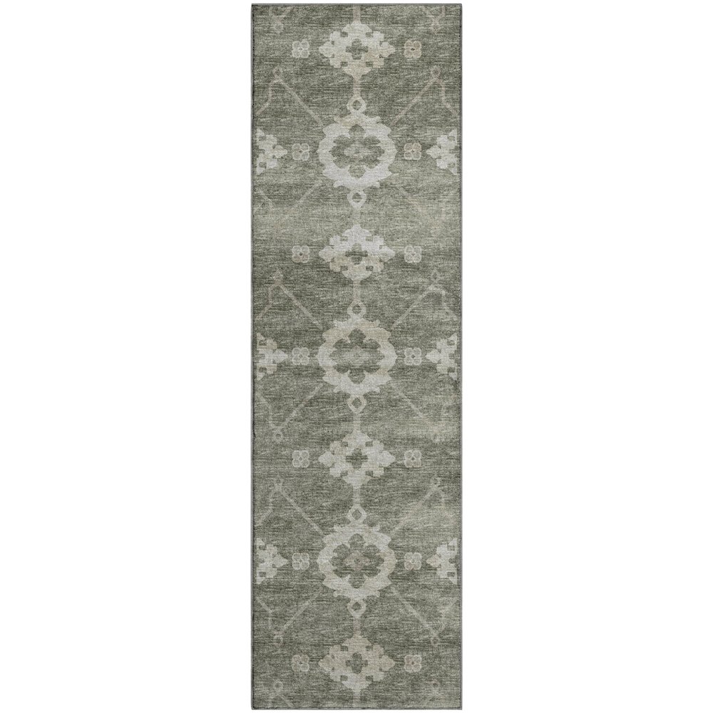 Premium Machine Washable Mayfield  Olive 2'3" x 7'6" Runner Rug. Picture 1