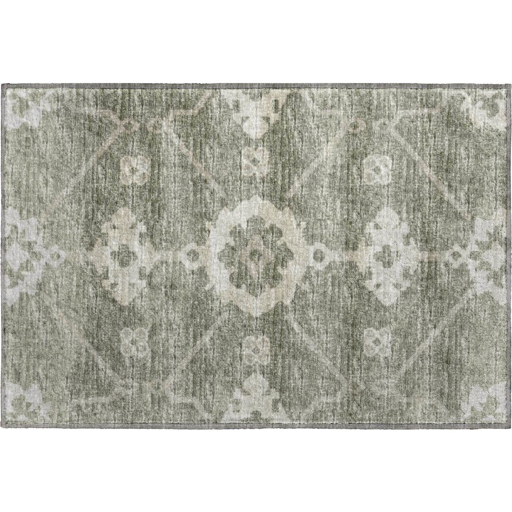 Premium Machine Washable Mayfield  Olive 1'8" x 2'6" Rug. Picture 1