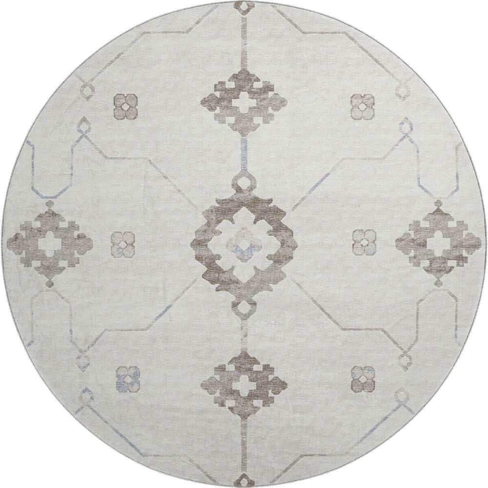 Premium Machine Washable Mayfield  Taupe 8' x 8' Round Rug. Picture 1