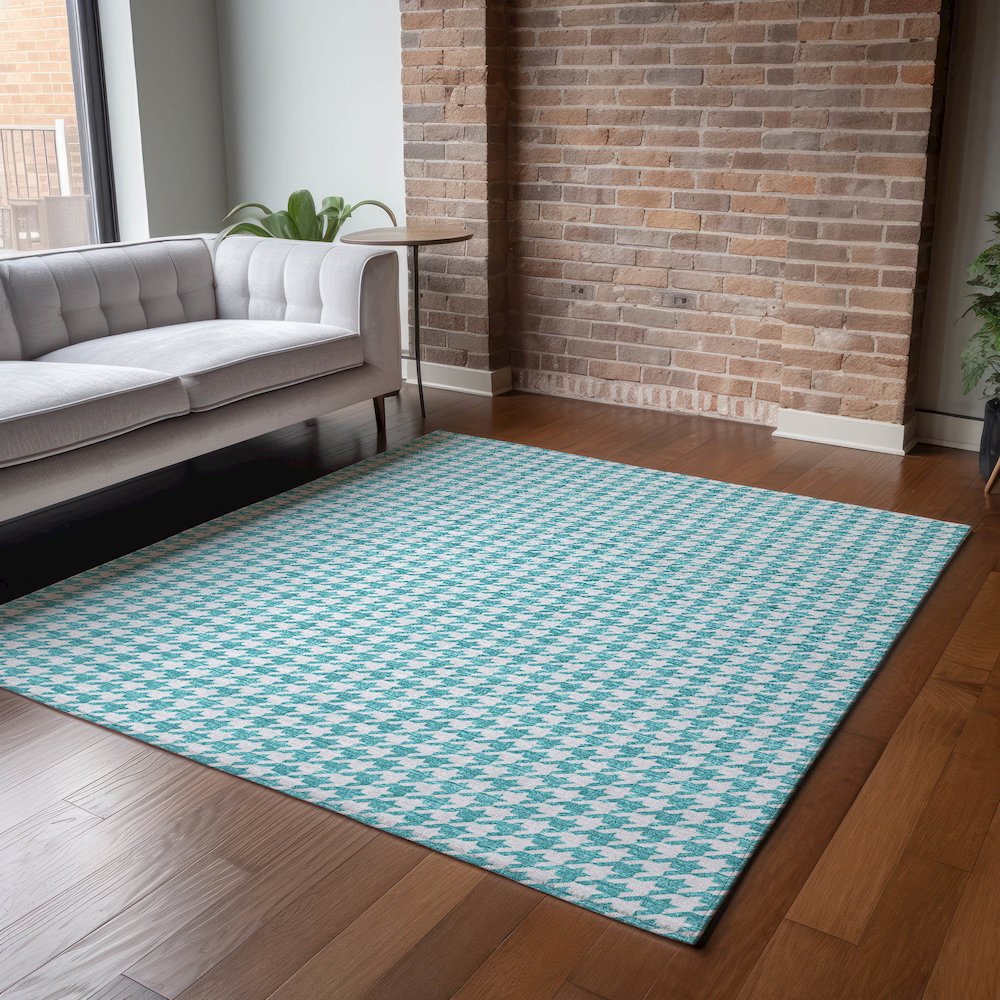 Premium Machine Washable Mayfield  Aqua 2'6" x 3'10" Rug. Picture 6