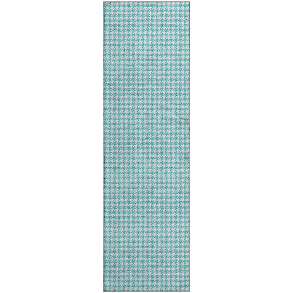 Premium Machine Washable Mayfield  Aqua 2'3" x 7'6" Runner Rug. Picture 1