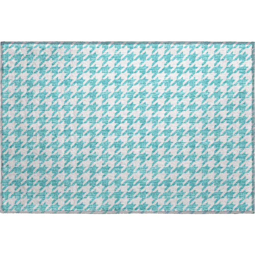 Premium Machine Washable Mayfield  Aqua 1'8" x 2'6" Rug. Picture 1