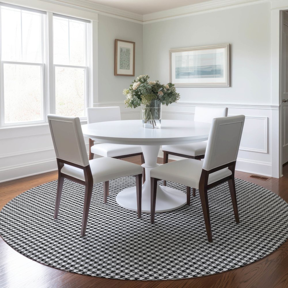 Premium Machine Washable Mayfield  Black 8' x 8' Round Rug. Picture 5