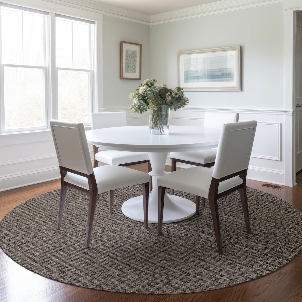 Premium Machine Washable Mayfield  Chocolate 8' x 8' Round Rug. Picture 5