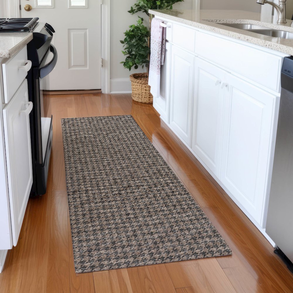 Premium Machine Washable Mayfield  Chocolate 2'3" x 7'6" Runner Rug. Picture 5