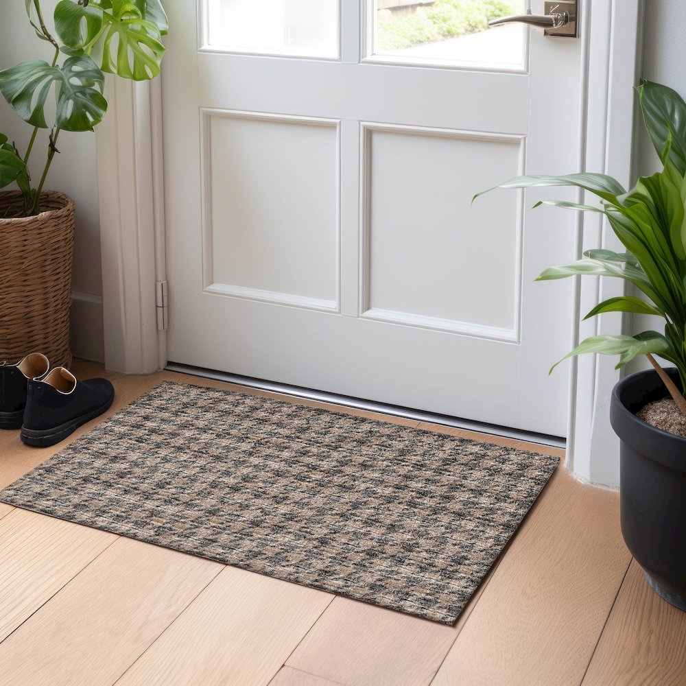 Premium Machine Washable Mayfield  Chocolate 1'8" x 2'6" Rug. Picture 5