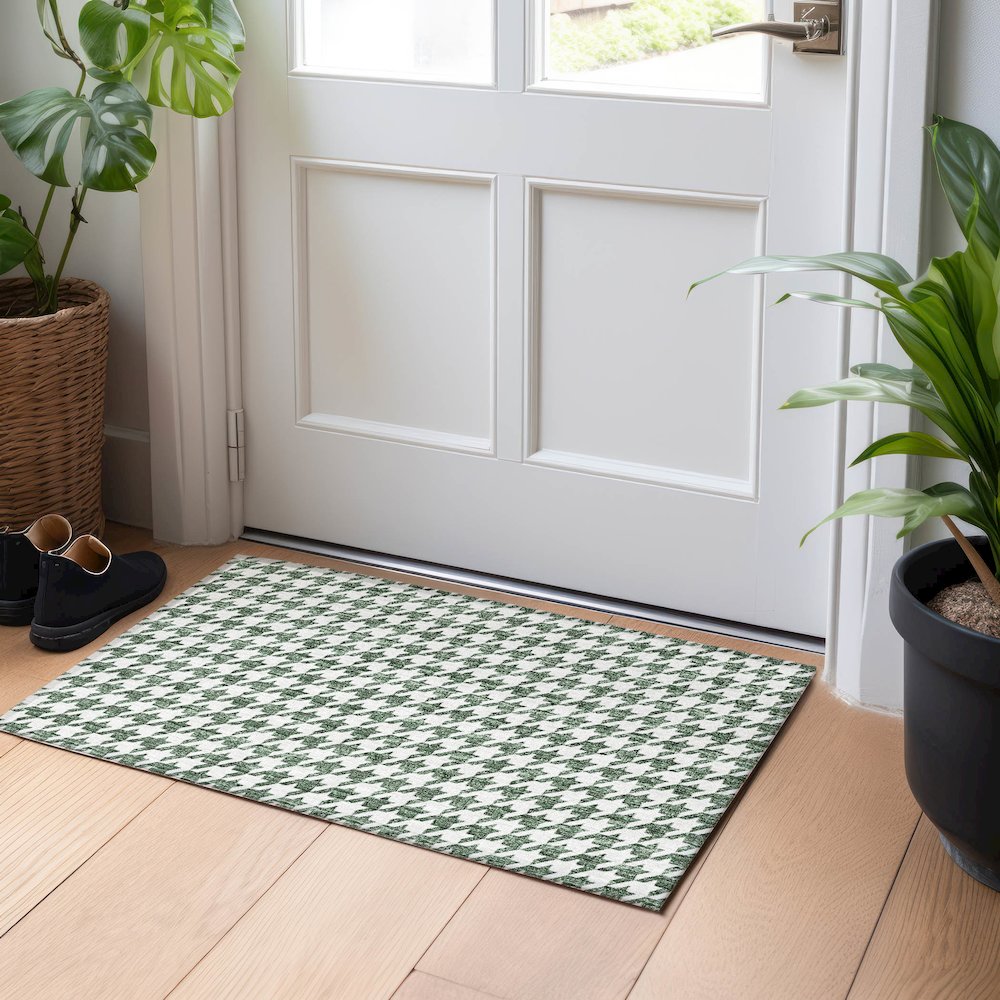 Premium Machine Washable Mayfield  Green 1'8" x 2'6" Rug. Picture 5