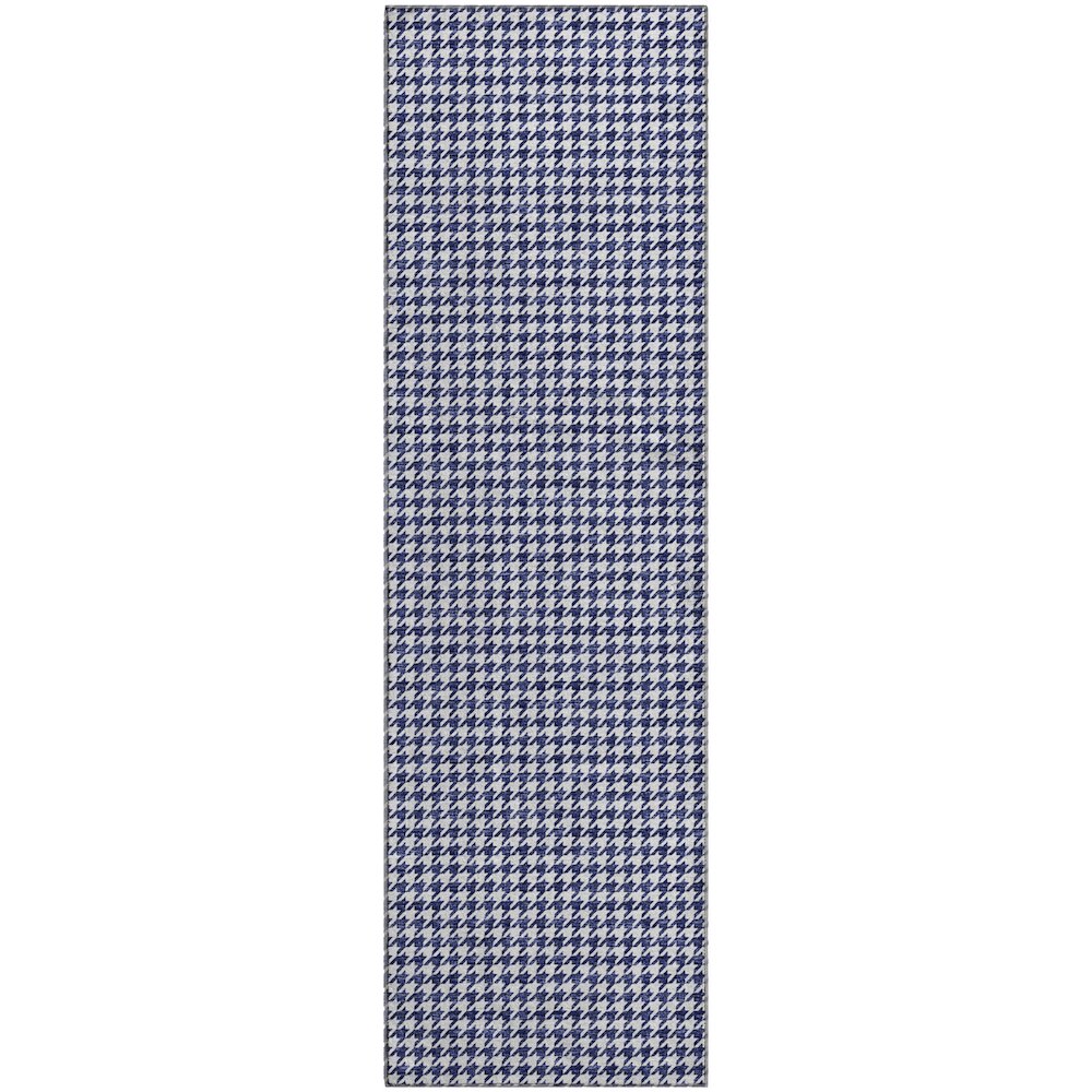 Premium Machine Washable Mayfield  Navy 2'3" x 7'6" Runner Rug. Picture 1