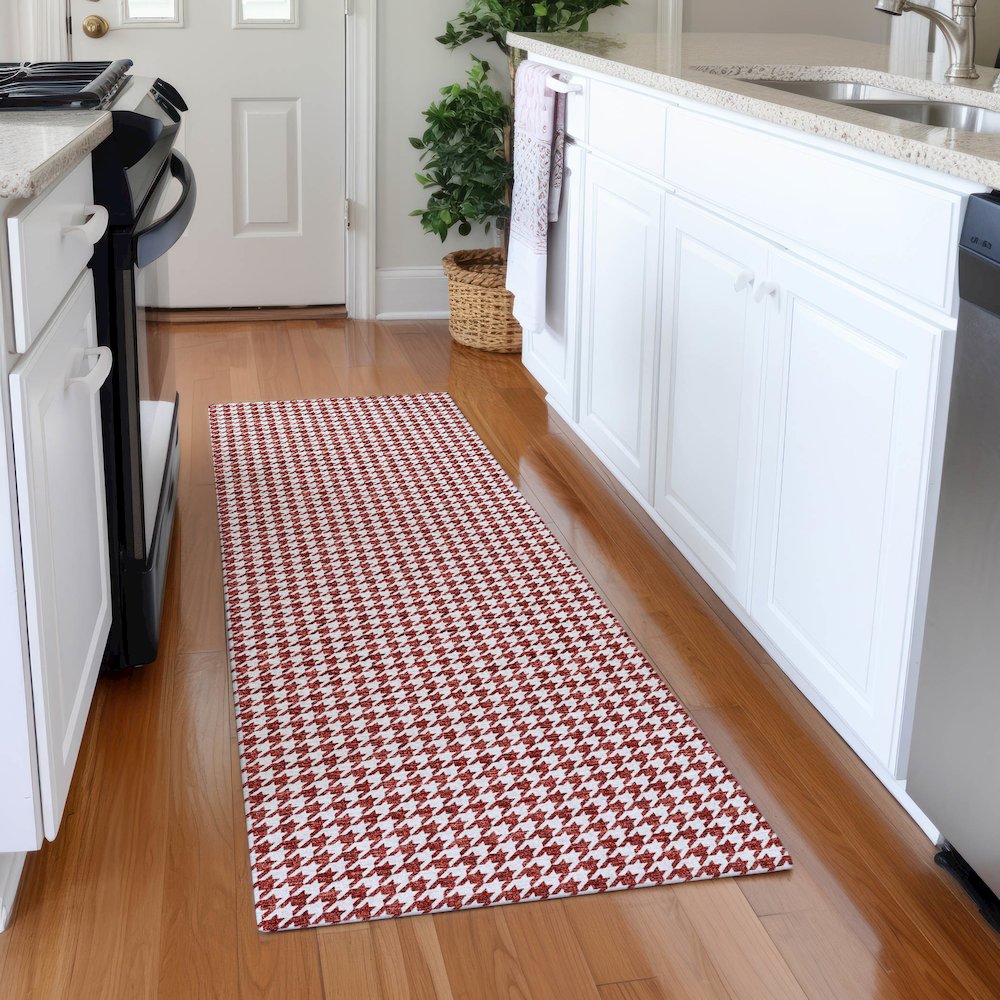 Premium Machine Washable Mayfield  Red 2'3" x 7'6" Runner Rug. Picture 5