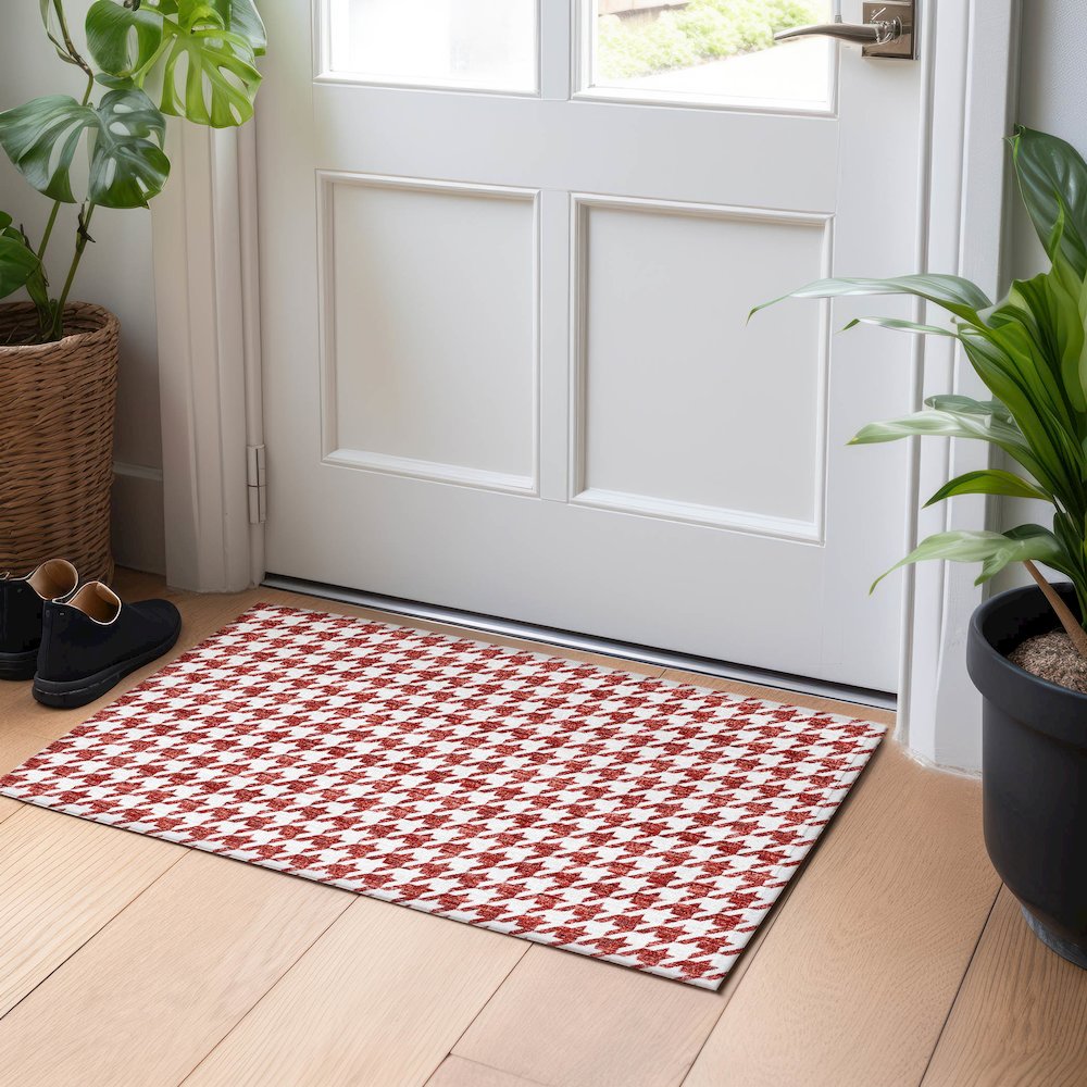 Premium Machine Washable Mayfield  Red 1'8" x 2'6" Rug. Picture 5