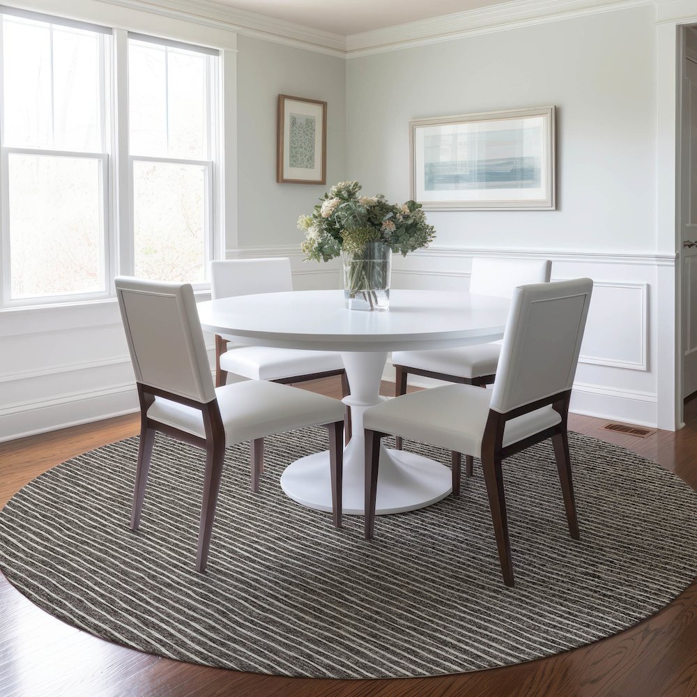 Premium Machine Washable Mayfield  Chocolate 8' x 8' Round Rug. Picture 5