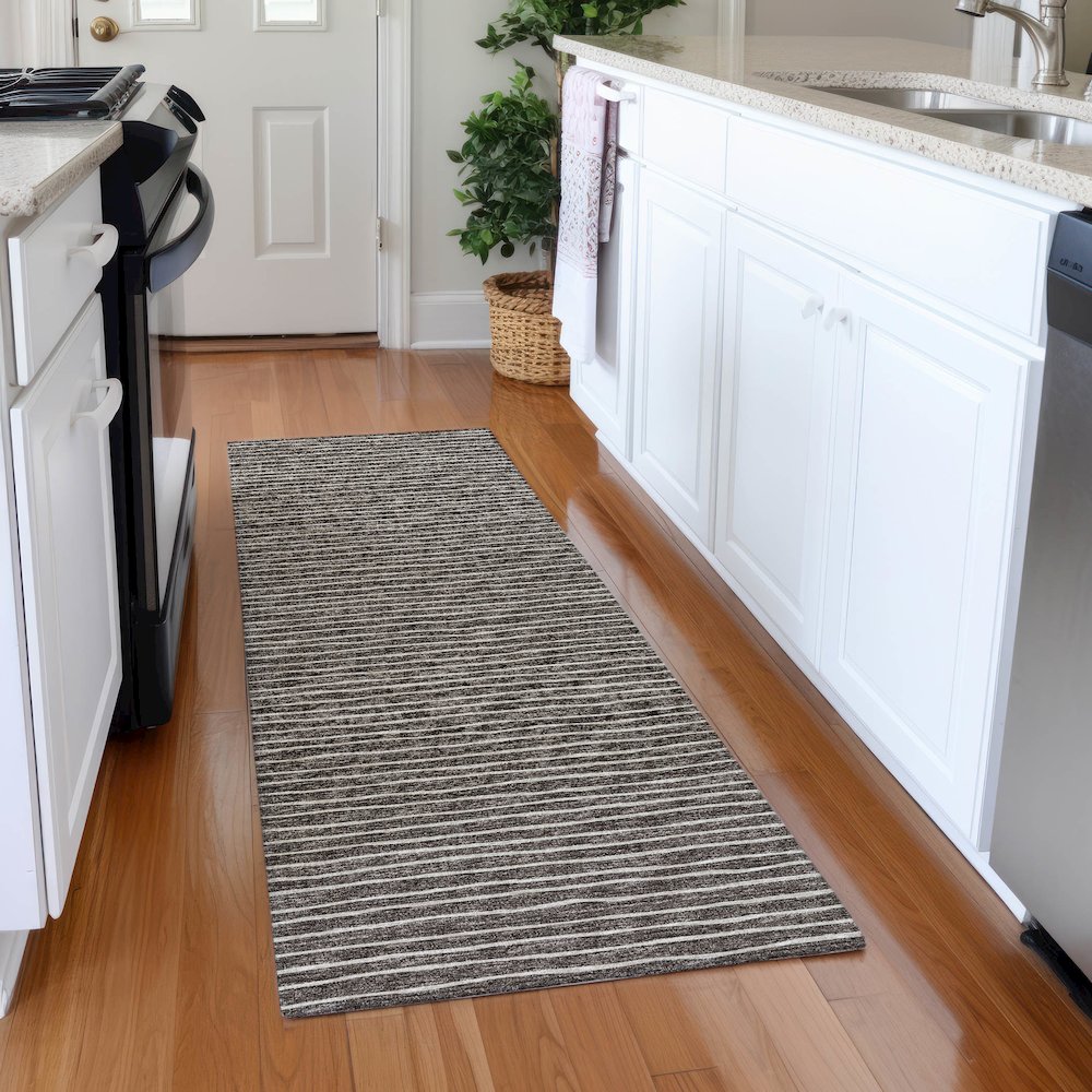 Premium Machine Washable Mayfield  Chocolate 2'3" x 7'6" Runner Rug. Picture 5