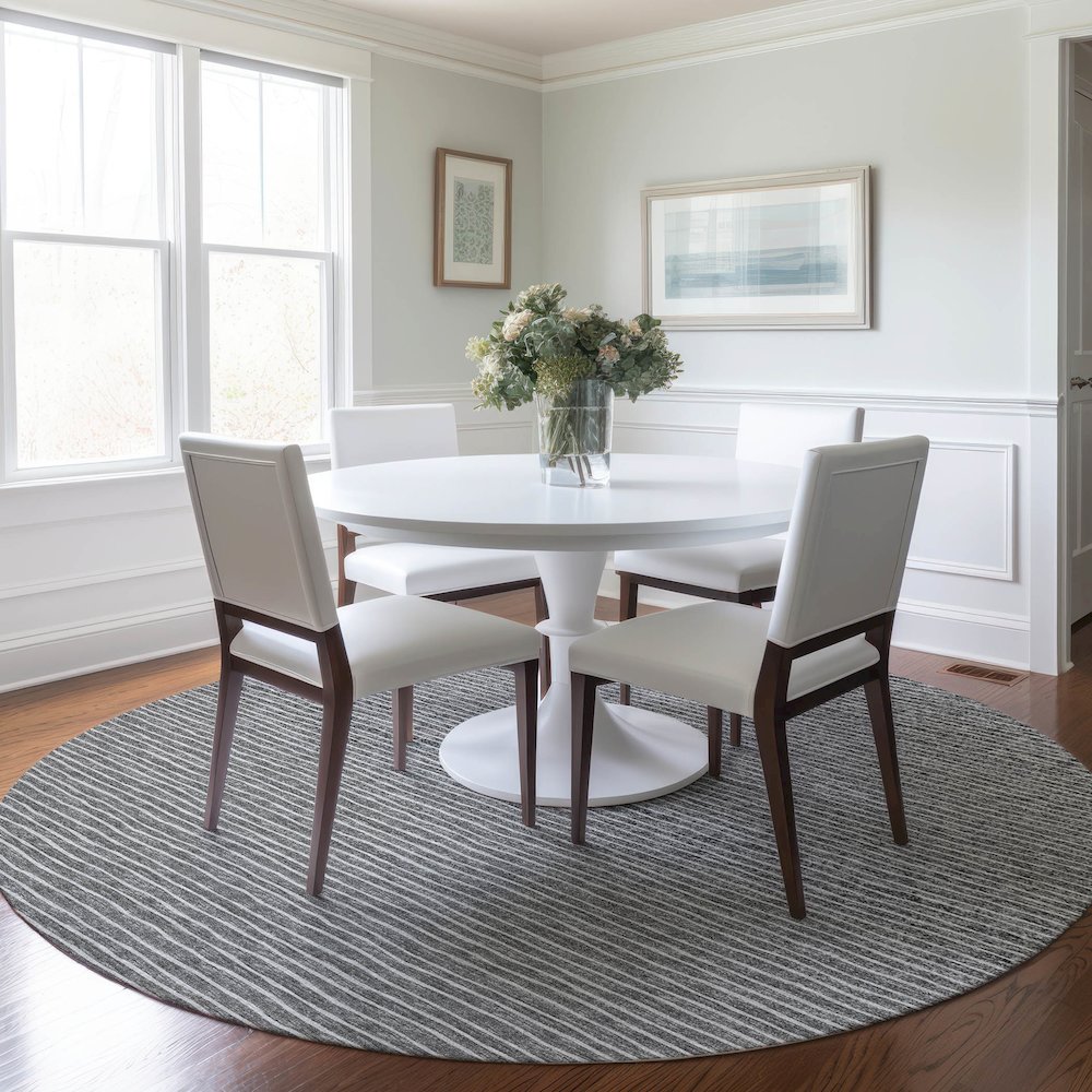 Premium Machine Washable Mayfield  Gray 8' x 8' Round Rug. Picture 5