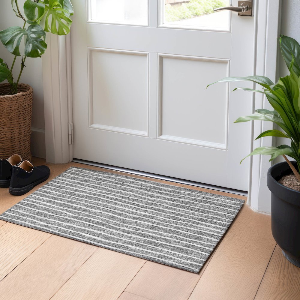Premium Machine Washable Mayfield  Gray 1'8" x 2'6" Rug. Picture 5