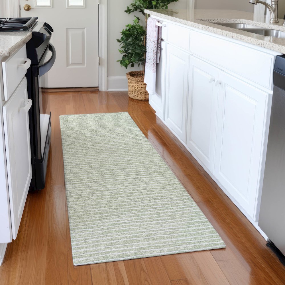 Premium Machine Washable Mayfield  Mist 2'3" x 7'6" Runner Rug. Picture 5