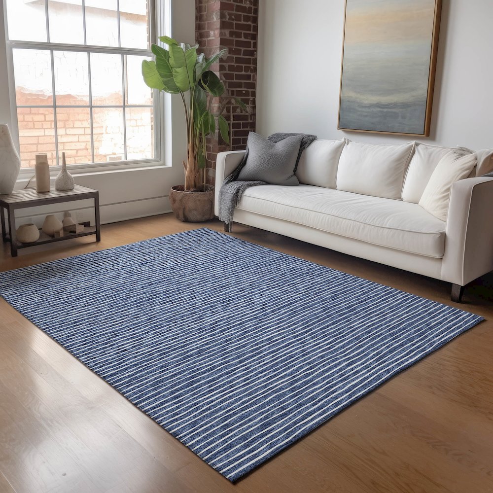 Premium Machine Washable Mayfield  Navy 2'6" x 3'10" Rug. Picture 5