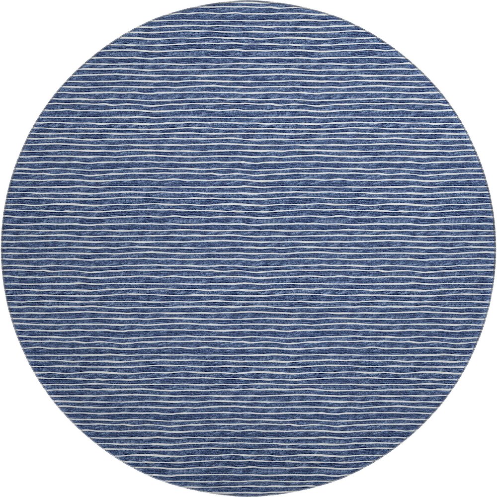 Premium Machine Washable Mayfield  Navy 8' x 8' Round Rug. Picture 1