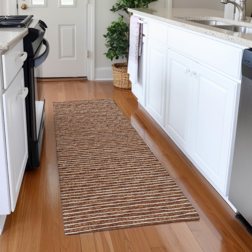 Premium Machine Washable Mayfield  Paprika 2'3" x 7'6" Runner Rug. Picture 5