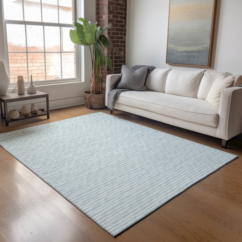 Premium Machine Washable Mayfield  Sky 2'6" x 3'10" Rug. Picture 5