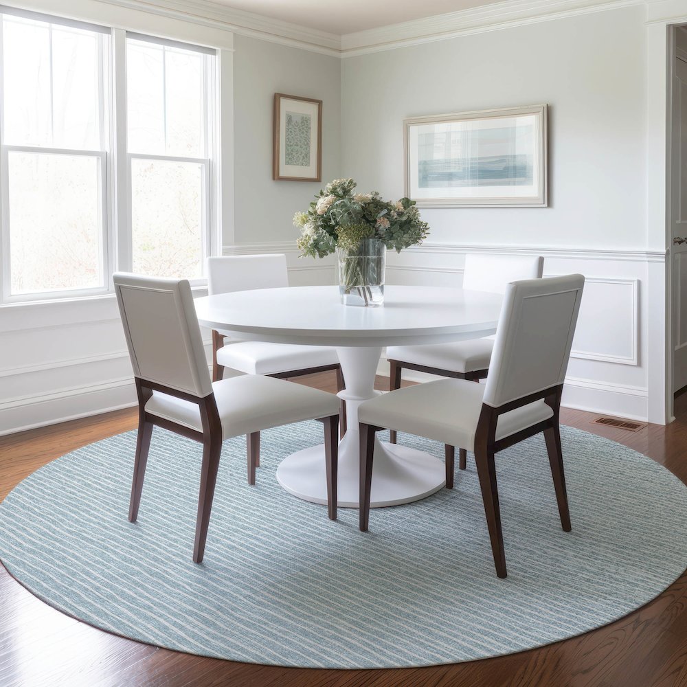 Premium Machine Washable Mayfield  Sky 8' x 8' Round Rug. Picture 5