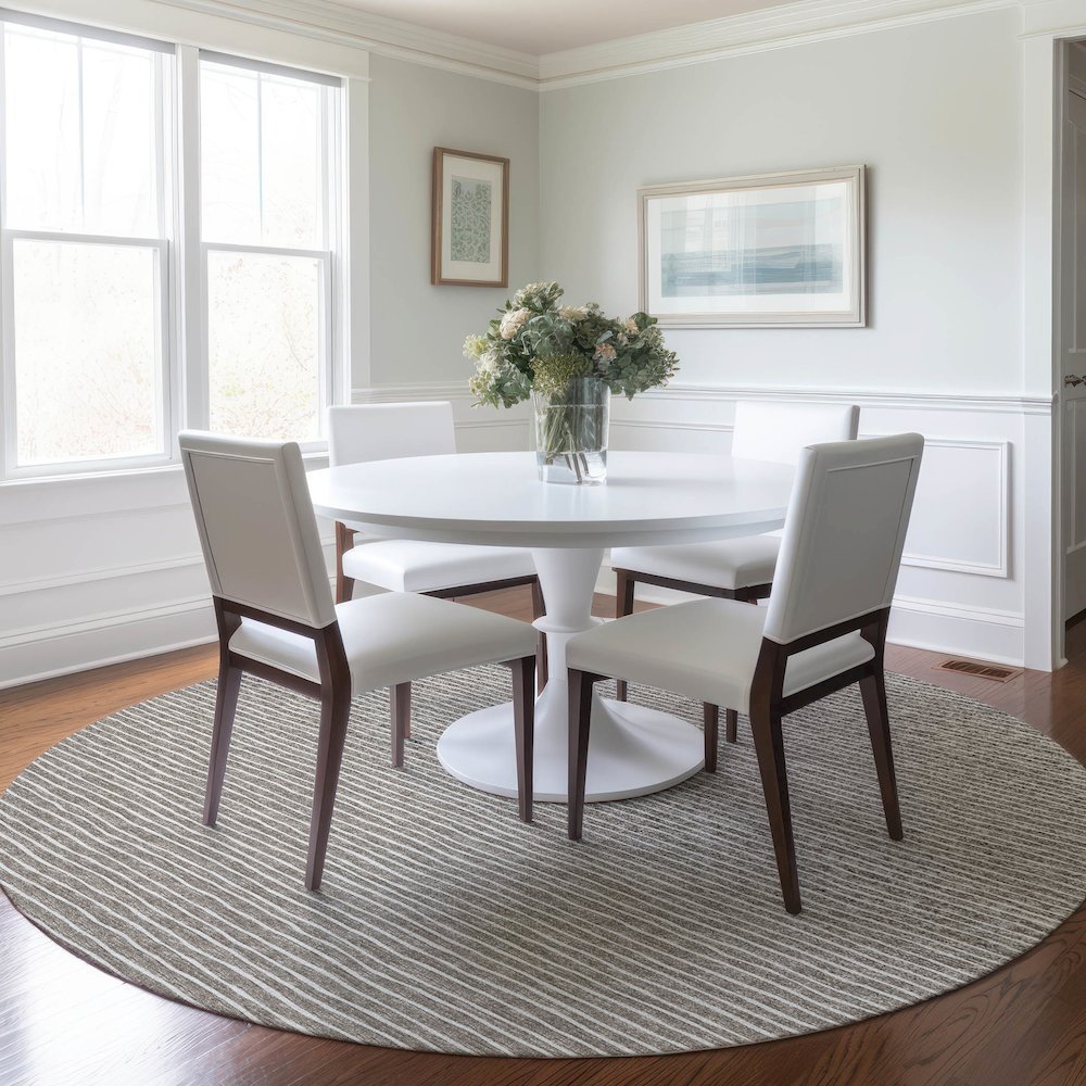 Premium Machine Washable Mayfield  Taupe 8' x 8' Round Rug. Picture 5