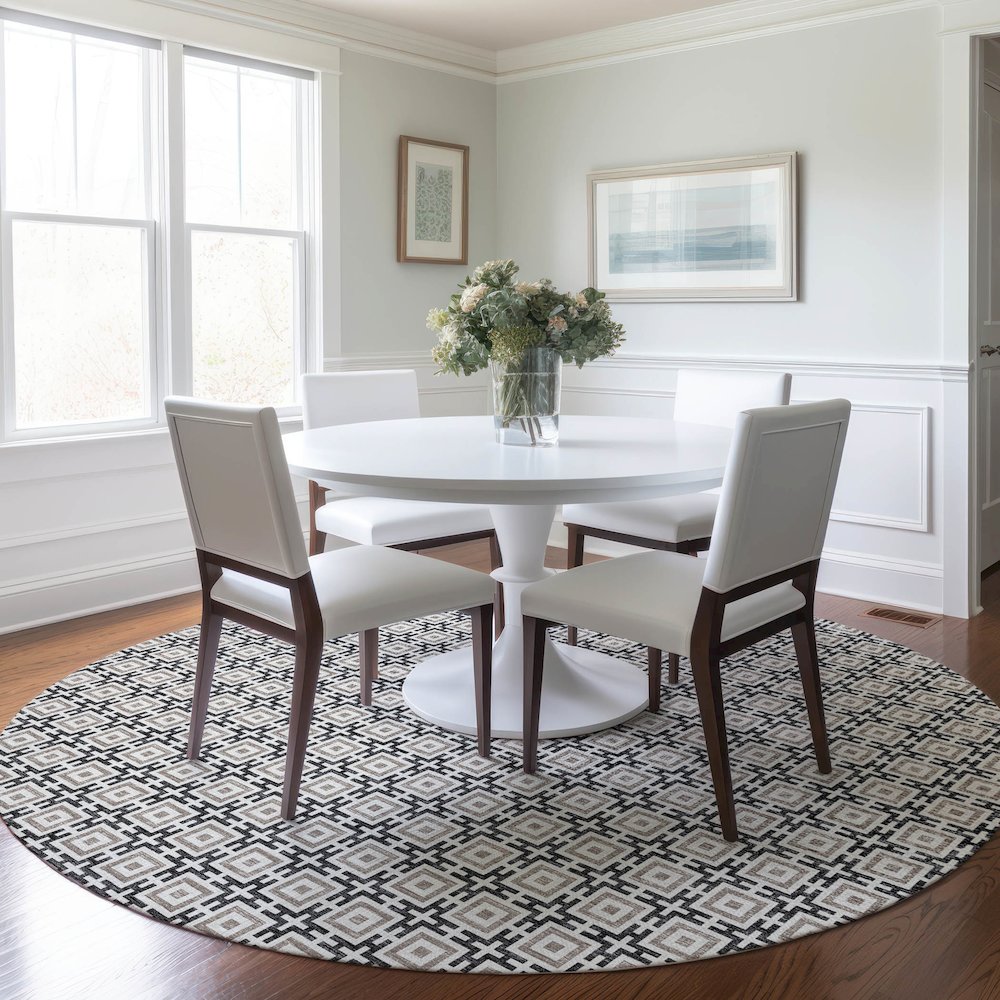 Premium Machine Washable Mayfield  Black 8' x 8' Round Rug. Picture 5