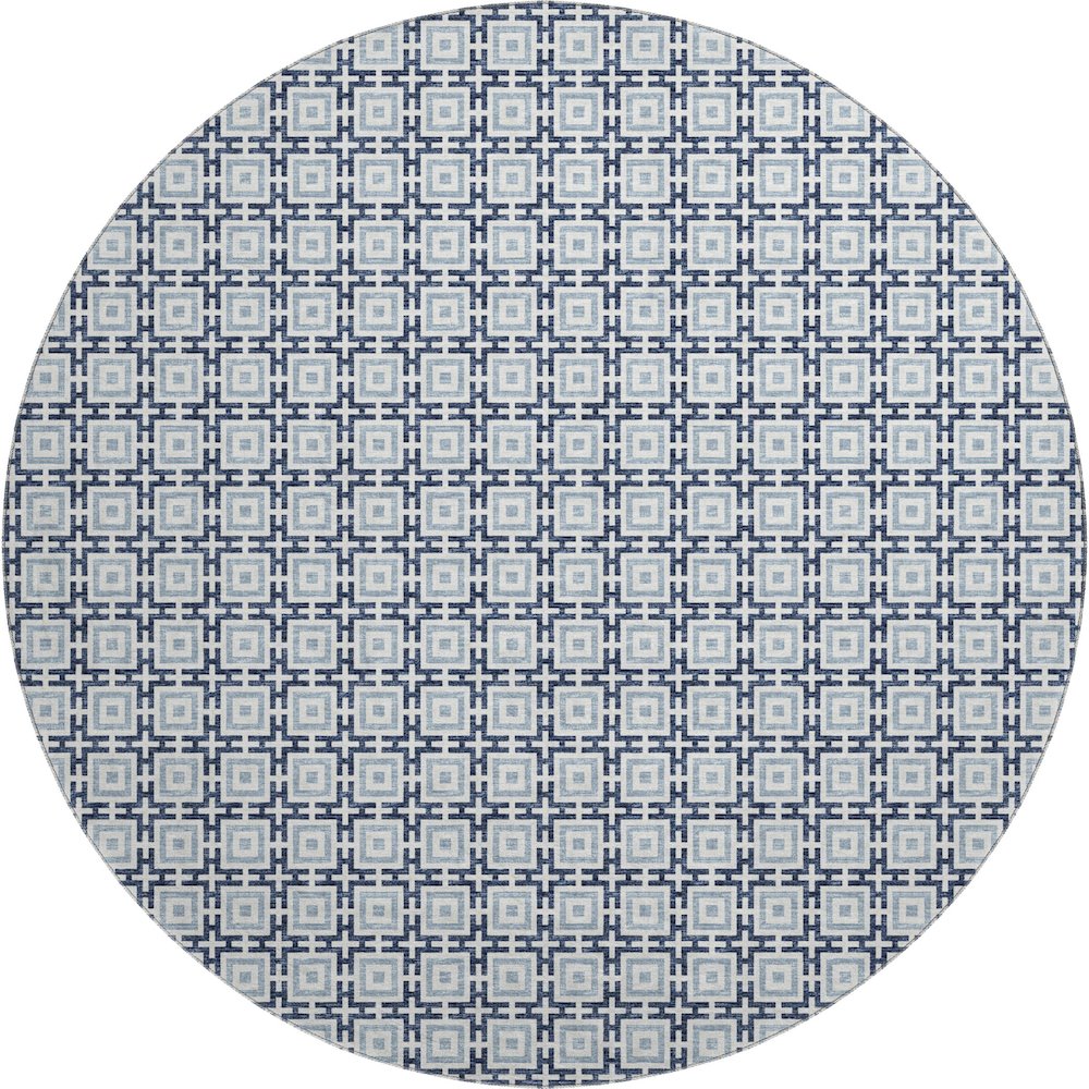Premium Machine Washable Mayfield  Navy 8' x 8' Round Rug. Picture 1