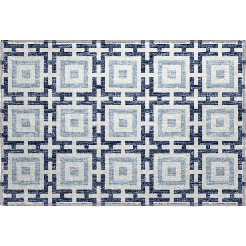 Premium Machine Washable Mayfield  Navy 1'8" x 2'6" Rug. Picture 1