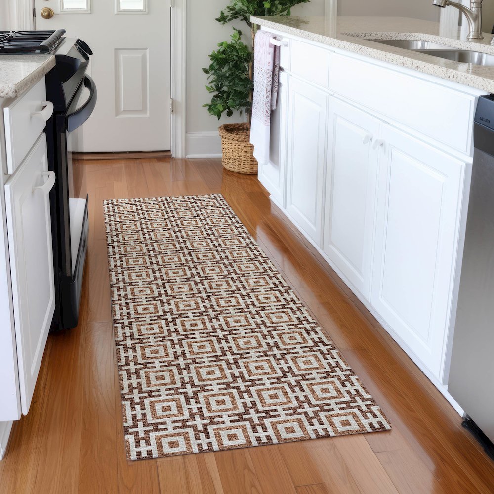 Premium Machine Washable Mayfield  Paprika 2'3" x 7'6" Runner Rug. Picture 5