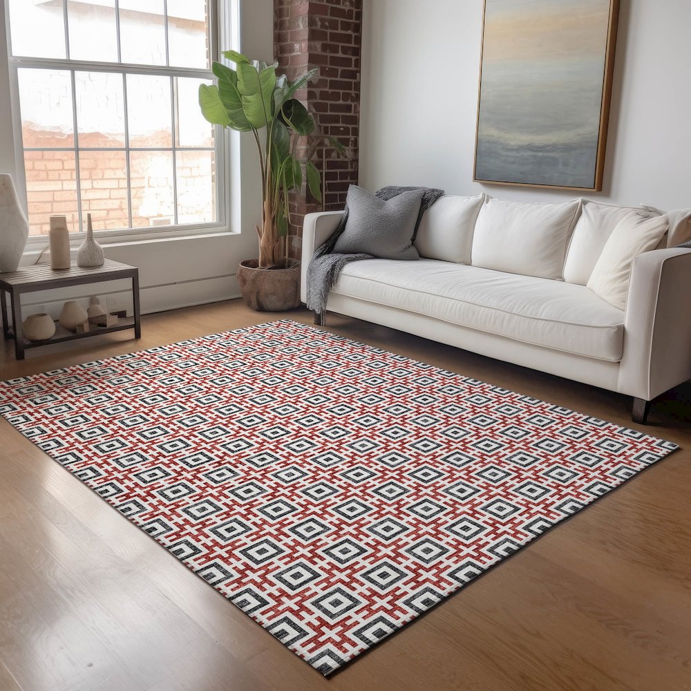 Premium Machine Washable Mayfield  Red 2'6" x 3'10" Rug. Picture 5